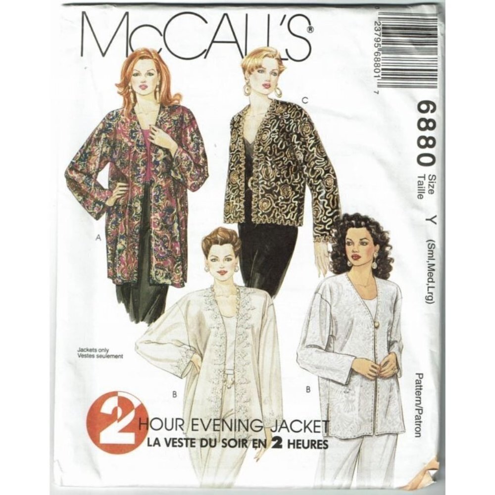 McCalls Sewing Pattern‎ 6880 Jacket Length Variations Misses Size S-L